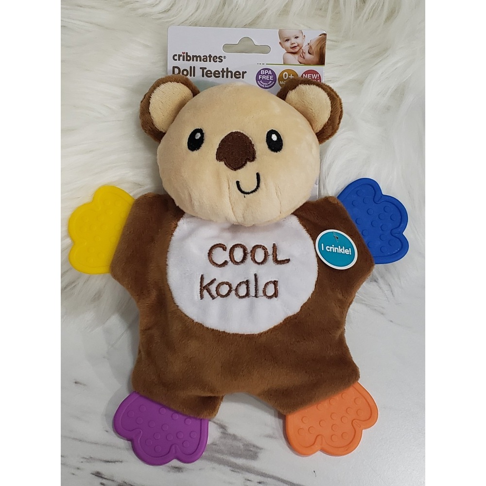NEW Cribmates KOALA BEAR Doll Teether Toy Sensory Sound Baby Lovey Shower Gift